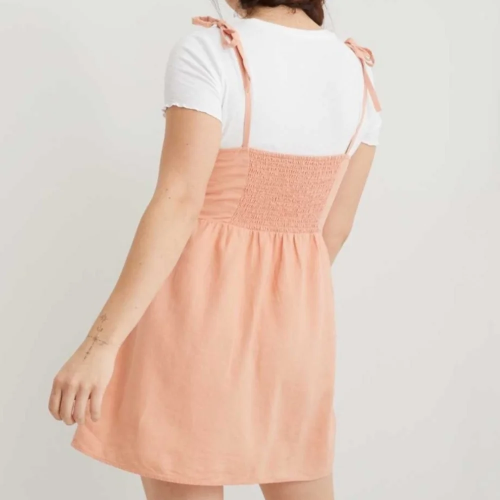 NEW Aerie Linen Blend Button Down Smocked Back Sun Dress Size Medium